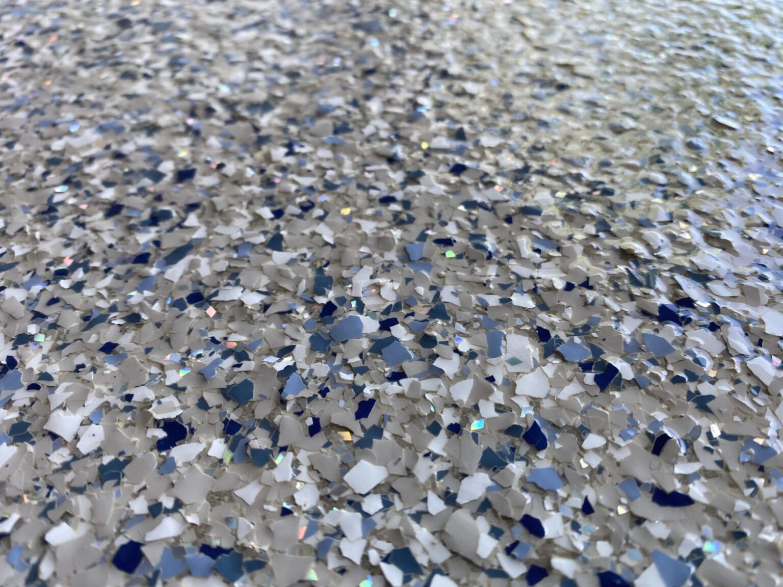 Close up of an epoxy flake floor