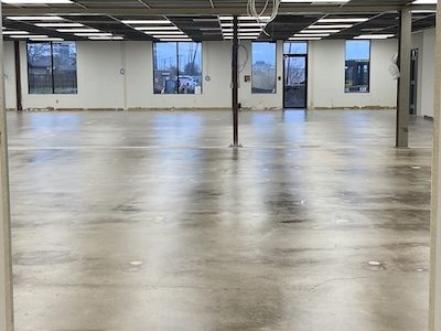 Grind and seal with clear concrete sealer on a warehouse floor in Grapevine, Texas.